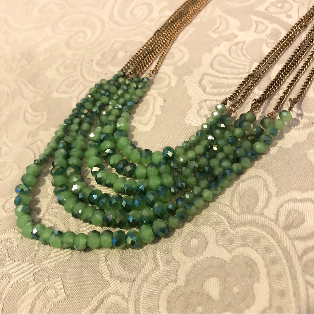 Green Multi-Strand Statement Necklace - image 1